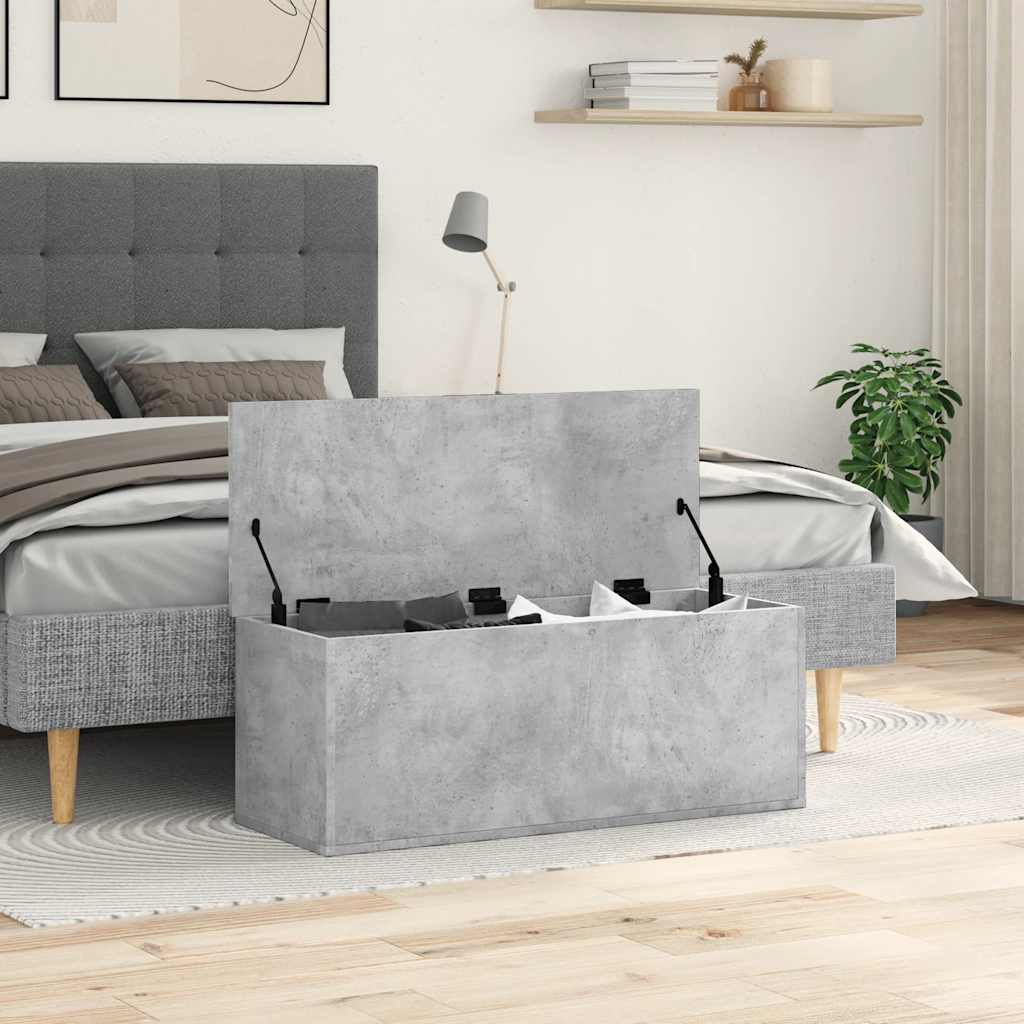 vidaXL Cutie de depozitare, gri beton, 90x35x35 cm, lemn prelucrat