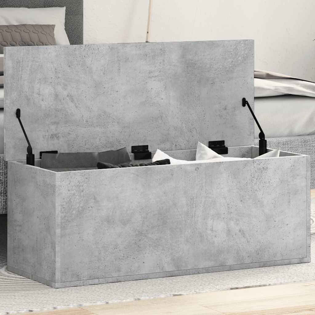 vidaXL Cutie de depozitare, gri beton, 90x35x35 cm, lemn prelucrat