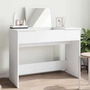 Toaletna mizica z ogledalom bela 100x45x76 cm