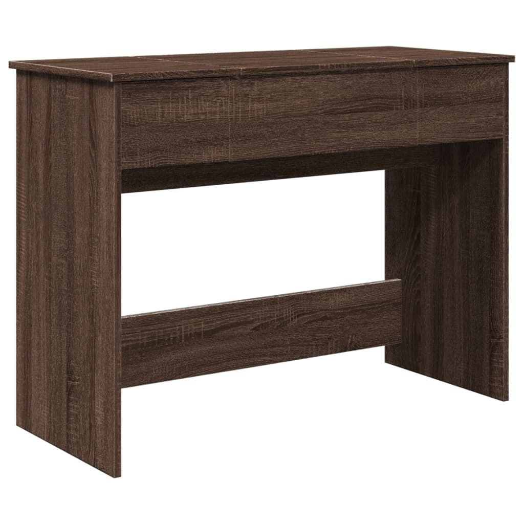 vidaXL Toaletní stolek se zrcadlem hnědý dub 100 x 45 x 76 cm