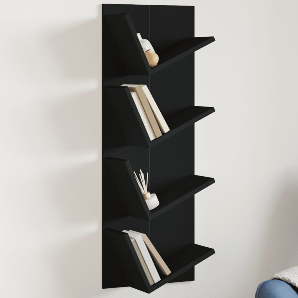 vidaXL Bibliotecă de perete cu 4 niveluri, negru, 33x16x90 cm