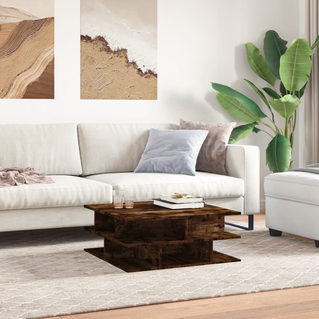 vidaXL Salontafel 70x70x29 cm bewerkt hout gerookt eikenkleurig afbeelding