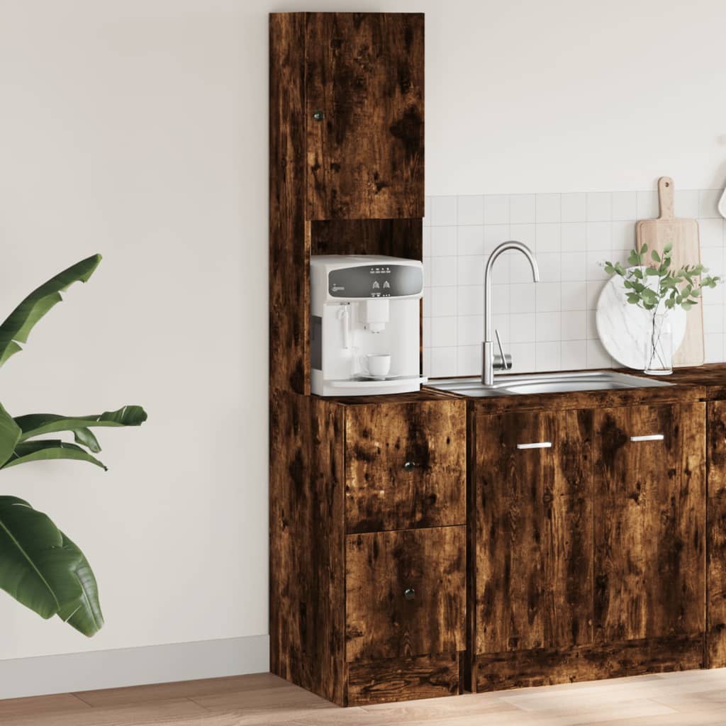 vidaXL Dulap de bucătărie stejar fumuriu, 35x50x180 cm, lemn prelucrat