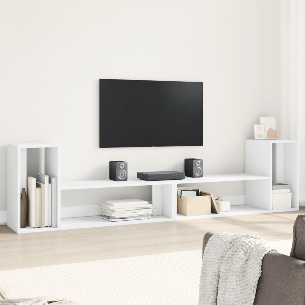vidaXL Dulap TV, 2 buc., alb, 100x30x50 cm, lemn prelucrat