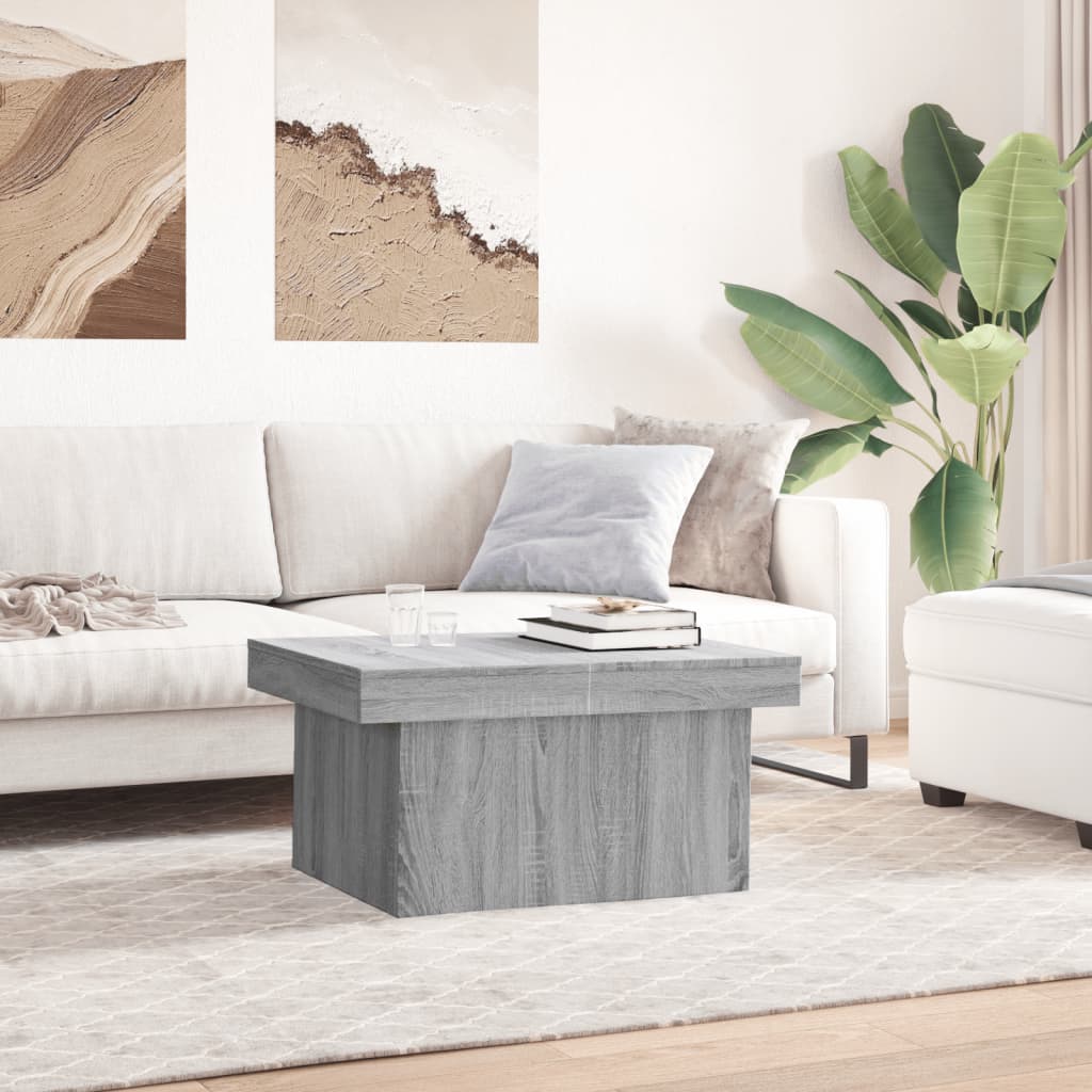 vidaXL Salontafel 80x55x40 cm bewerkt hout grijs sonoma eikenkleurig afbeelding