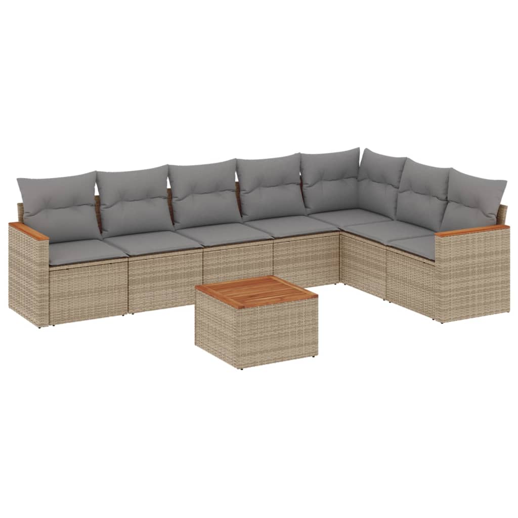 Thumbnail - vidaXL 8-tlg. Garten-Sofagarnitur mit Kissen Beige Poly Rattan