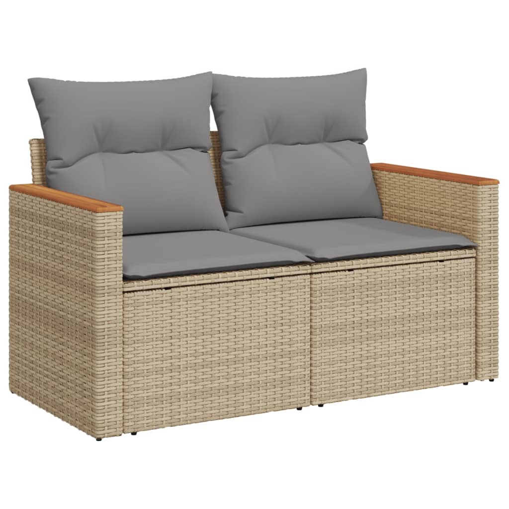 vidaXL 8-delige Loungeset met kussens poly rattan gemengd beige afbeelding