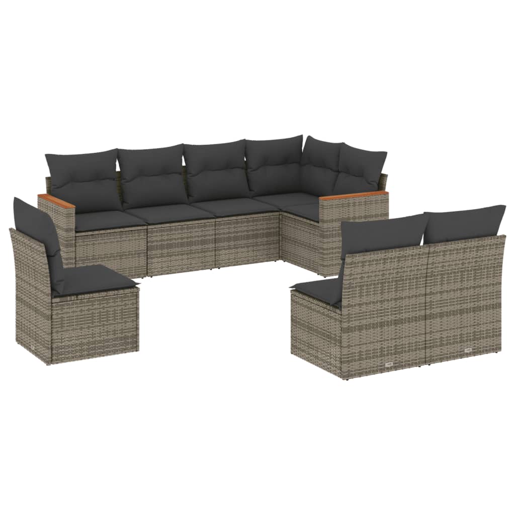 Thumbnail - vidaXL 8-tlg. Garten-Sofagarnitur mit Kissen Grau Poly Rattan