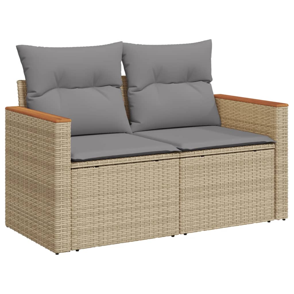 Thumbnail - vidaXL 9-tlg. Garten-Sofagarnitur mit Kissen Beige Poly Rattan