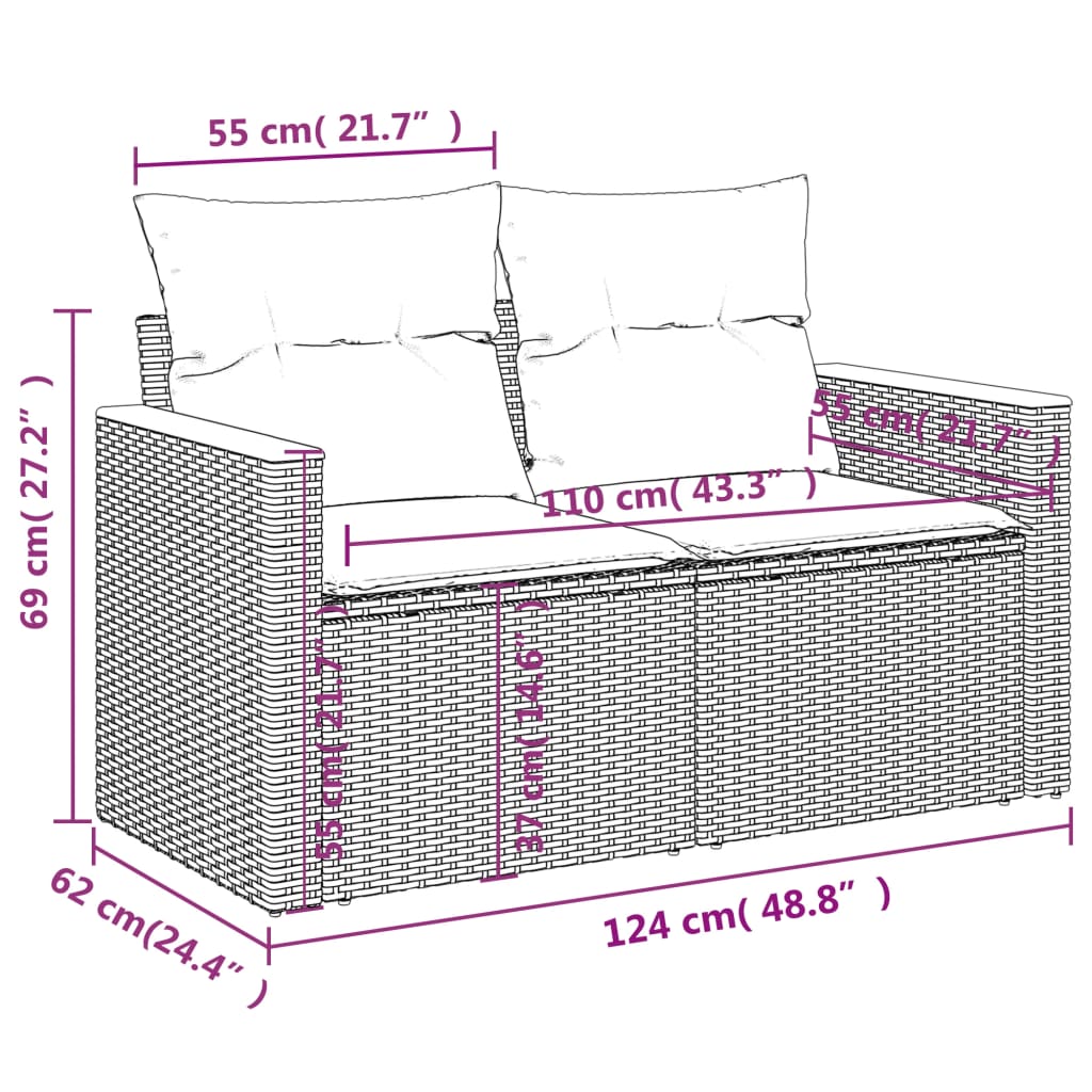 10 Piece Patio Sofa Set with Cushions Black Poly Rattan vidaXL vidaXL