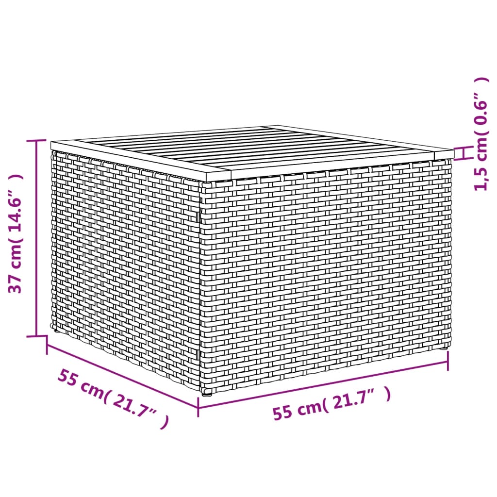 Zestaw wypoczynkowy rattan PE 62x62x69 beżowy