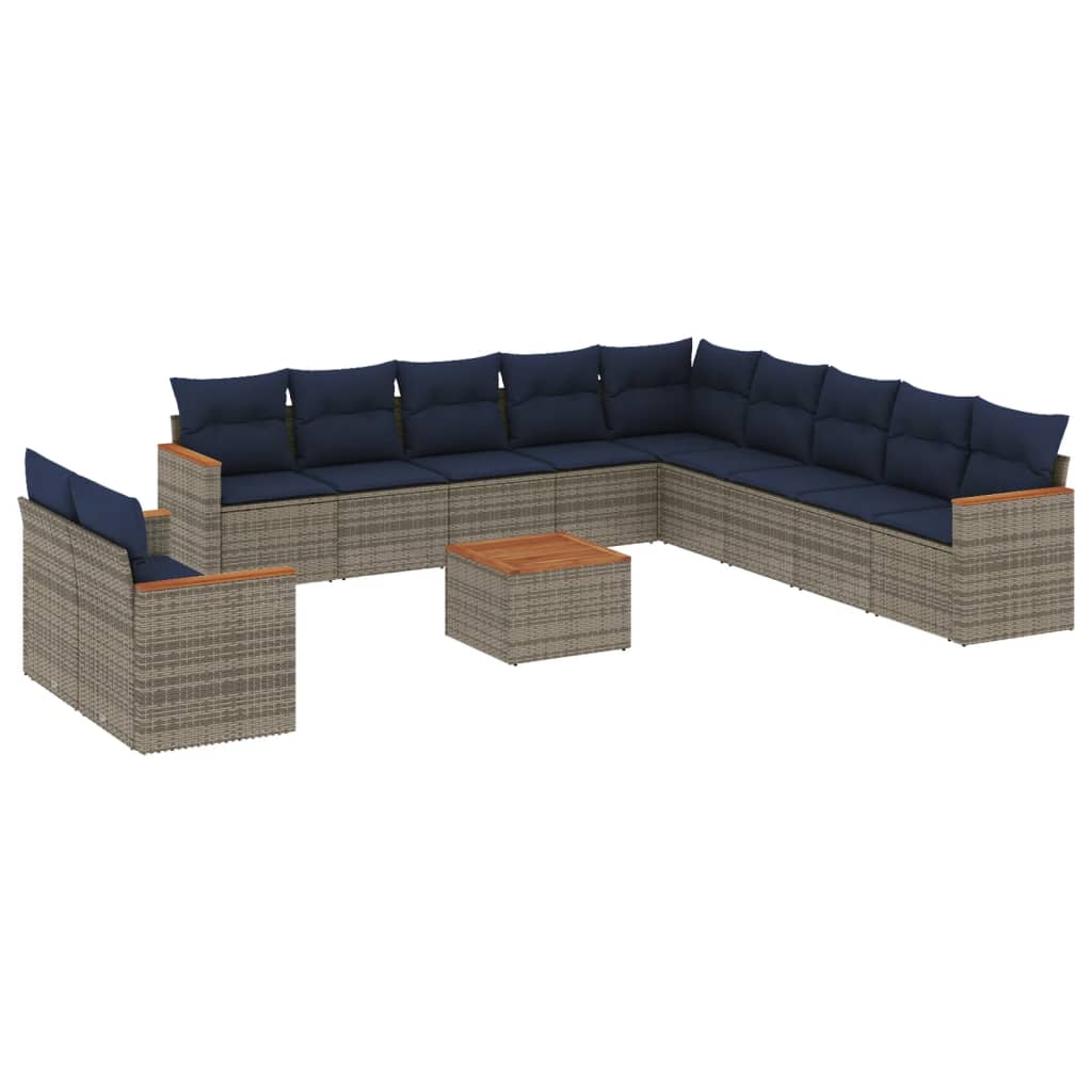 Thumbnail - vidaXL 12-teiliges Gartensofa-Set mit Kissen, grau, Polyrattan