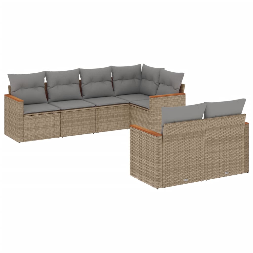 Thumbnail - vidaXL 7-tlg. Garten-Sofagarnitur mit Kissen Beige Poly Rattan