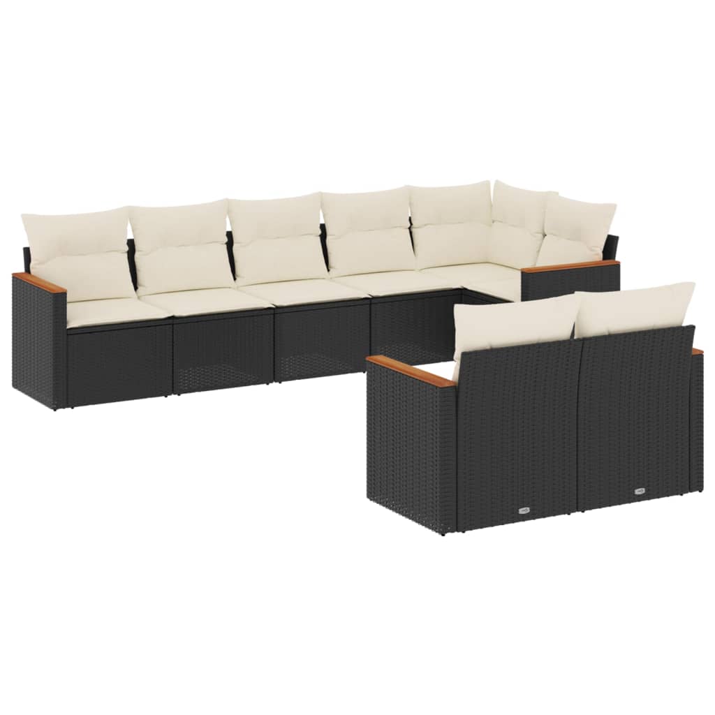 Thumbnail - vidaXL 8-tlg. Garten-Sofagarnitur mit Kissen Schwarz Poly Rattan