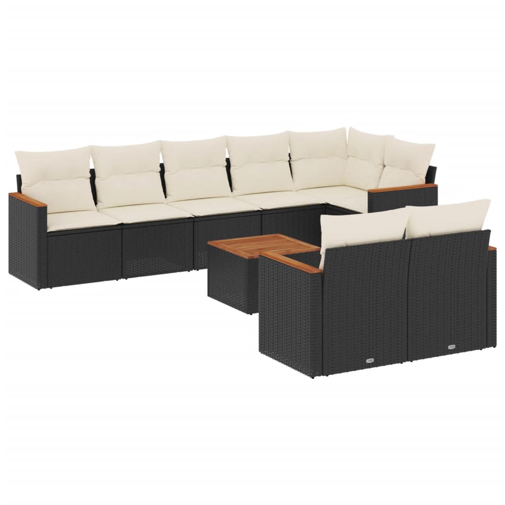 Thumbnail - vidaXL 9-tlg. Garten-Sofagarnitur mit Kissen Schwarz Poly Rattan