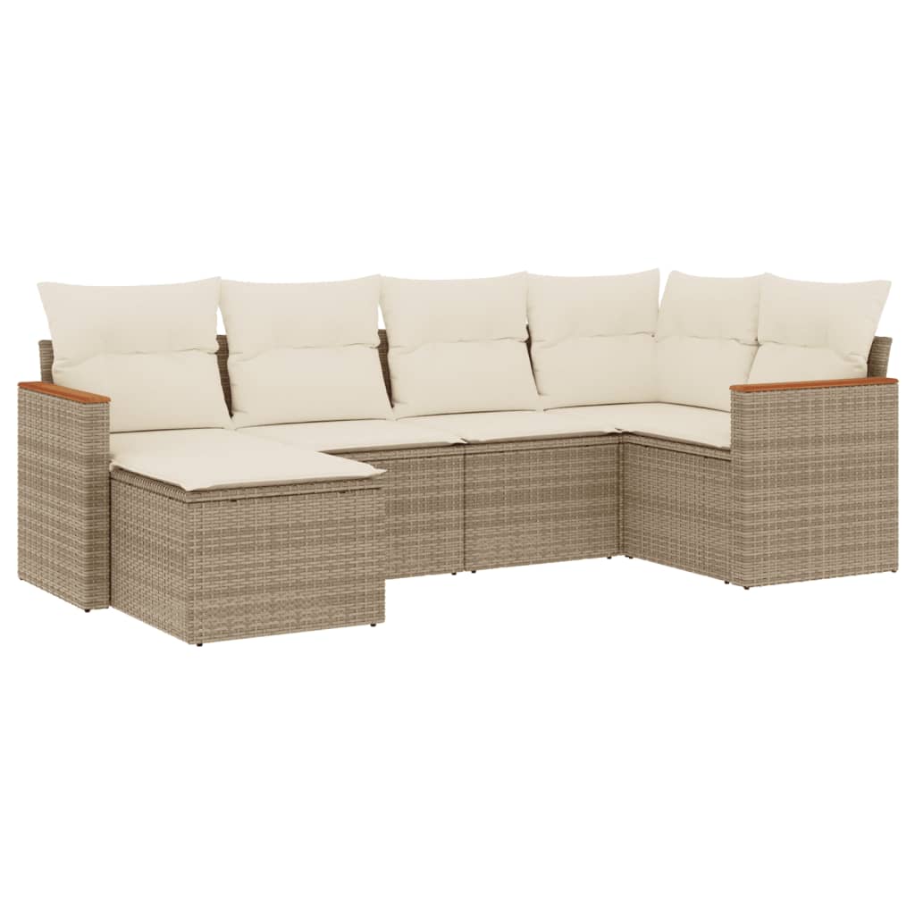 Thumbnail - vidaXL 6-tlg. Garten-Sofagarnitur mit Kissen Beige Poly Rattan
