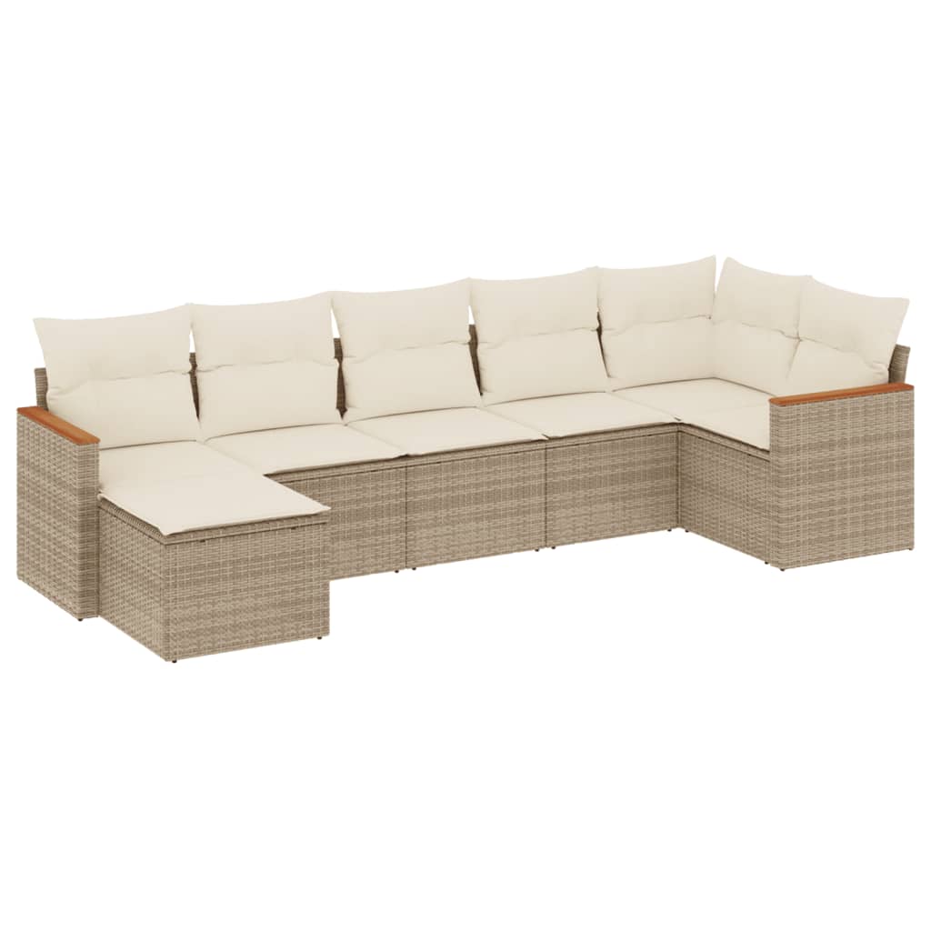 Thumbnail - vidaXL 7-tlg. Garten-Sofagarnitur mit Kissen Beige Poly Rattan