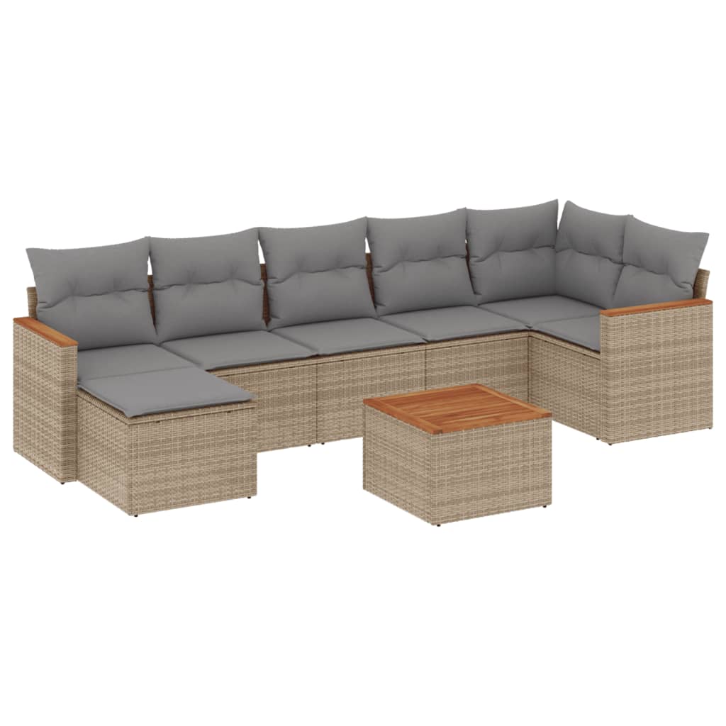 Thumbnail - vidaXL 8-tlg. Garten-Sofagarnitur mit Kissen Beige Poly Rattan