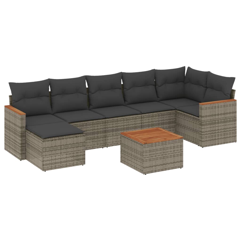 Thumbnail - vidaXL 8-tlg. Garten-Sofagarnitur mit Kissen Grau Poly Rattan