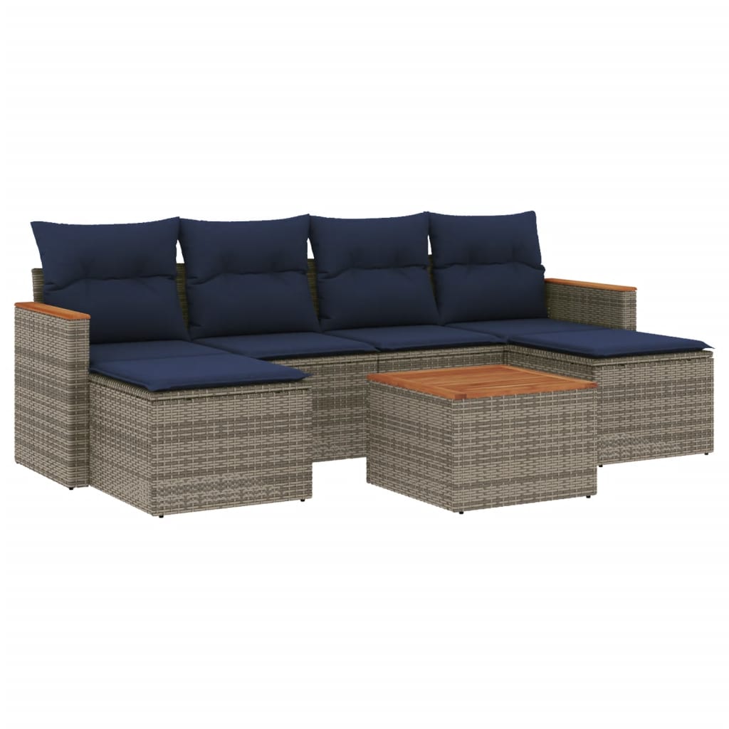 Thumbnail - vidaXL 7-teiliges Gartensofa-Set mit Kissen, grau, Polyrattan