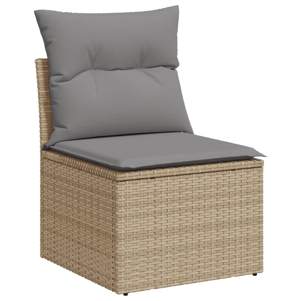 vidaXL 8-delige Loungeset met kussens poly rattan gemengd beige afbeelding