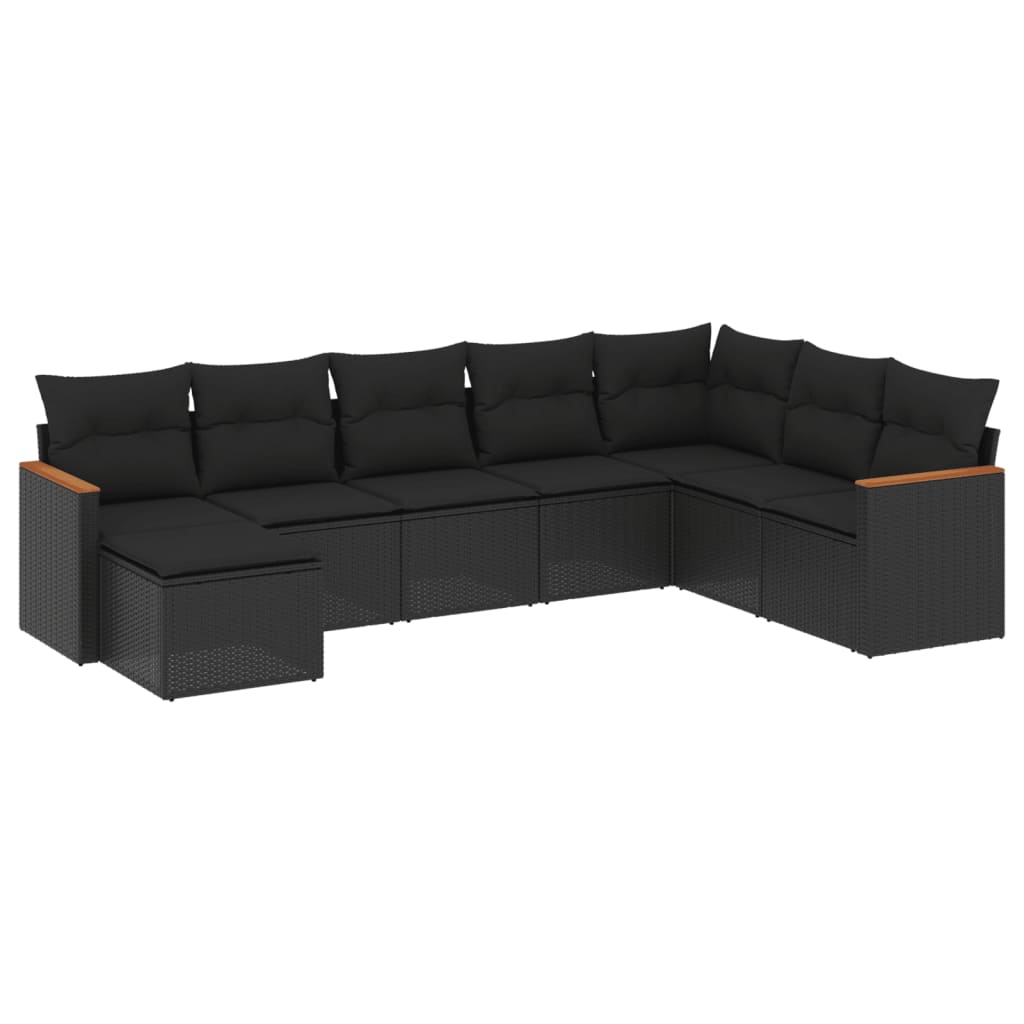 Thumbnail - vidaXL 8-tlg. Garten-Sofagarnitur mit Kissen Schwarz Poly Rattan