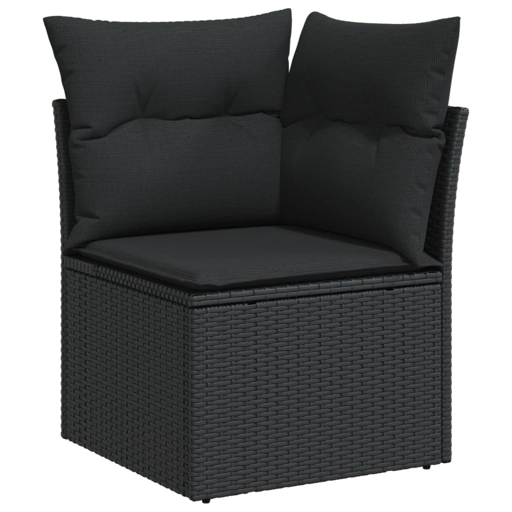 vidaXL 8-delige Loungeset met kussens poly rattan zwart afbeelding