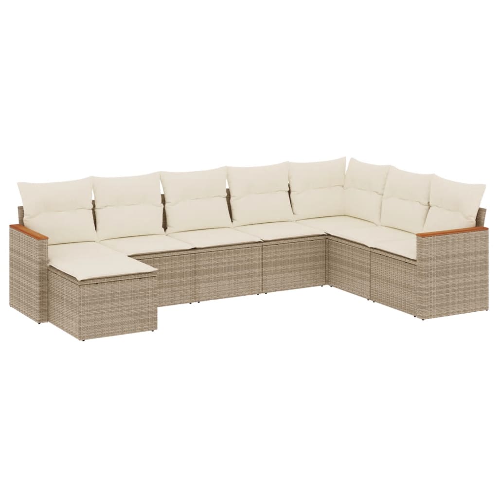 Thumbnail - vidaXL 8-tlg. Garten-Sofagarnitur mit Kissen Beige Poly Rattan