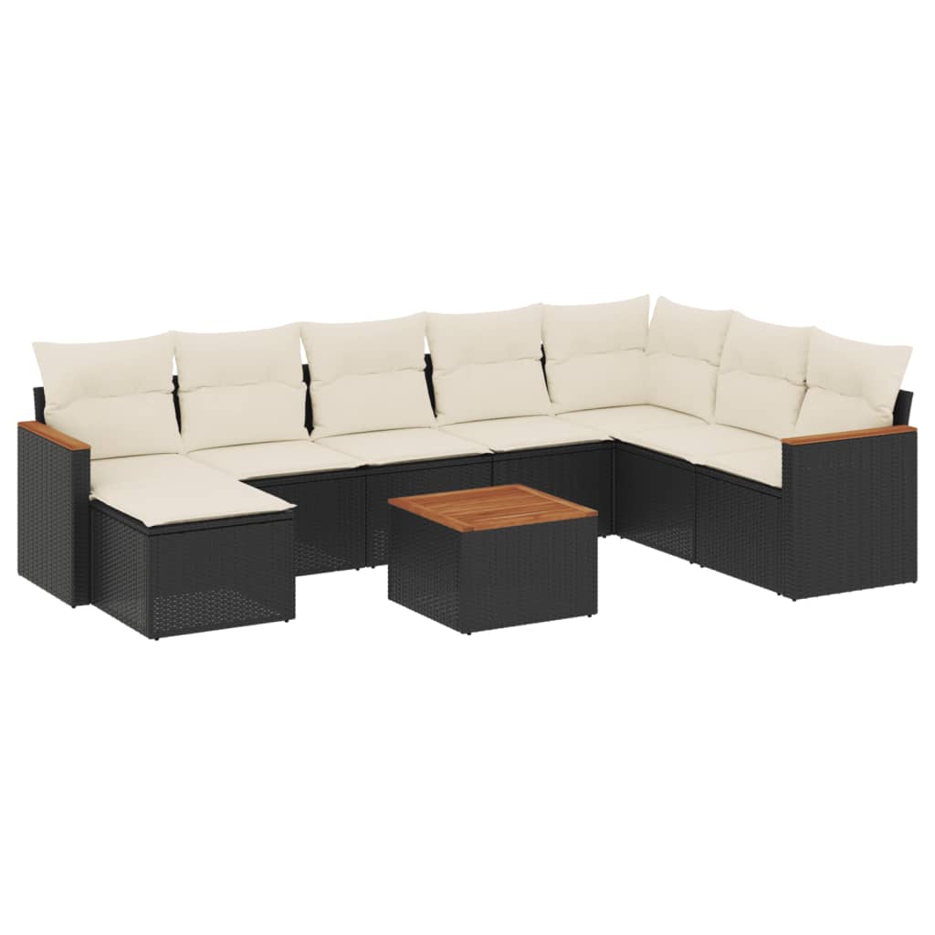 Thumbnail - vidaXL 9-tlg. Garten-Sofagarnitur mit Kissen Schwarz Poly Rattan