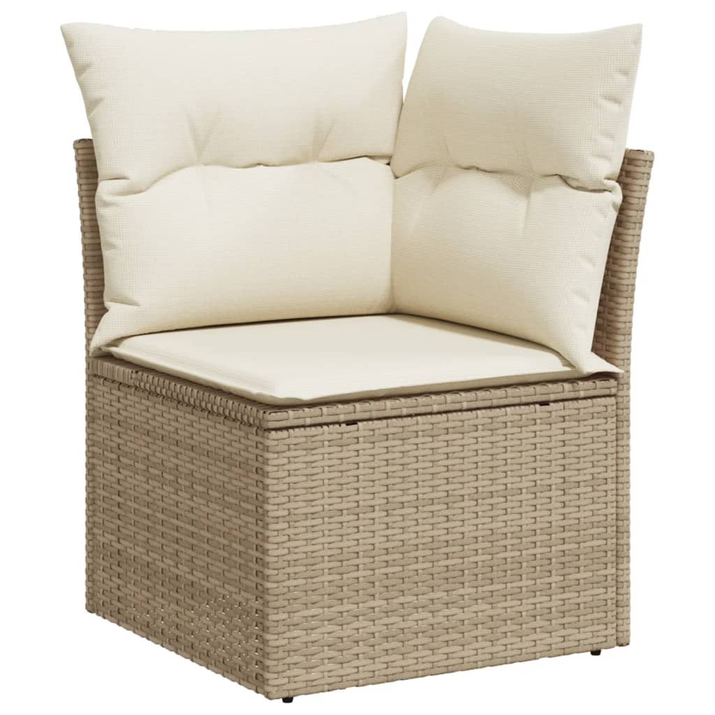 vidaXL 9-delige Loungeset met kussens poly rattan beige afbeelding