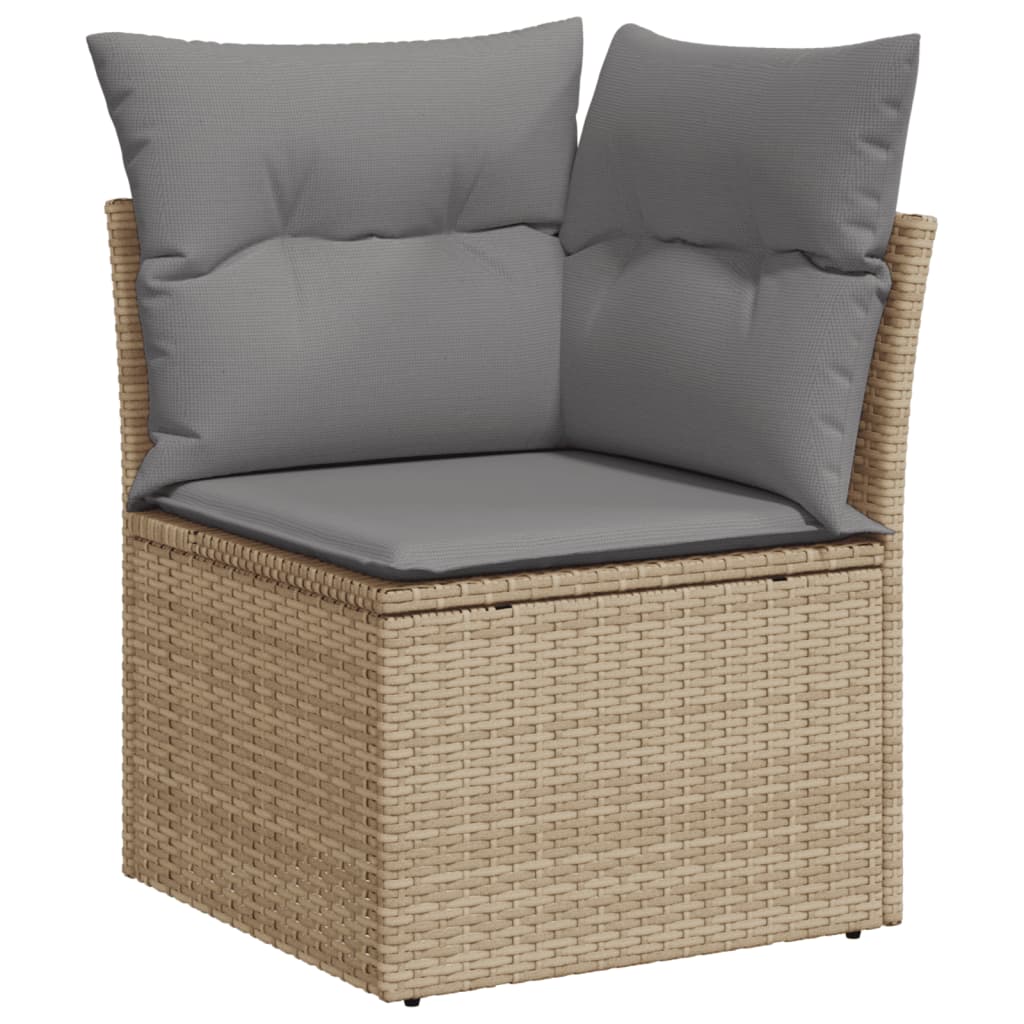 vidaXL 10-delige Loungeset met kussens poly rattan gemengd beige afbeelding
