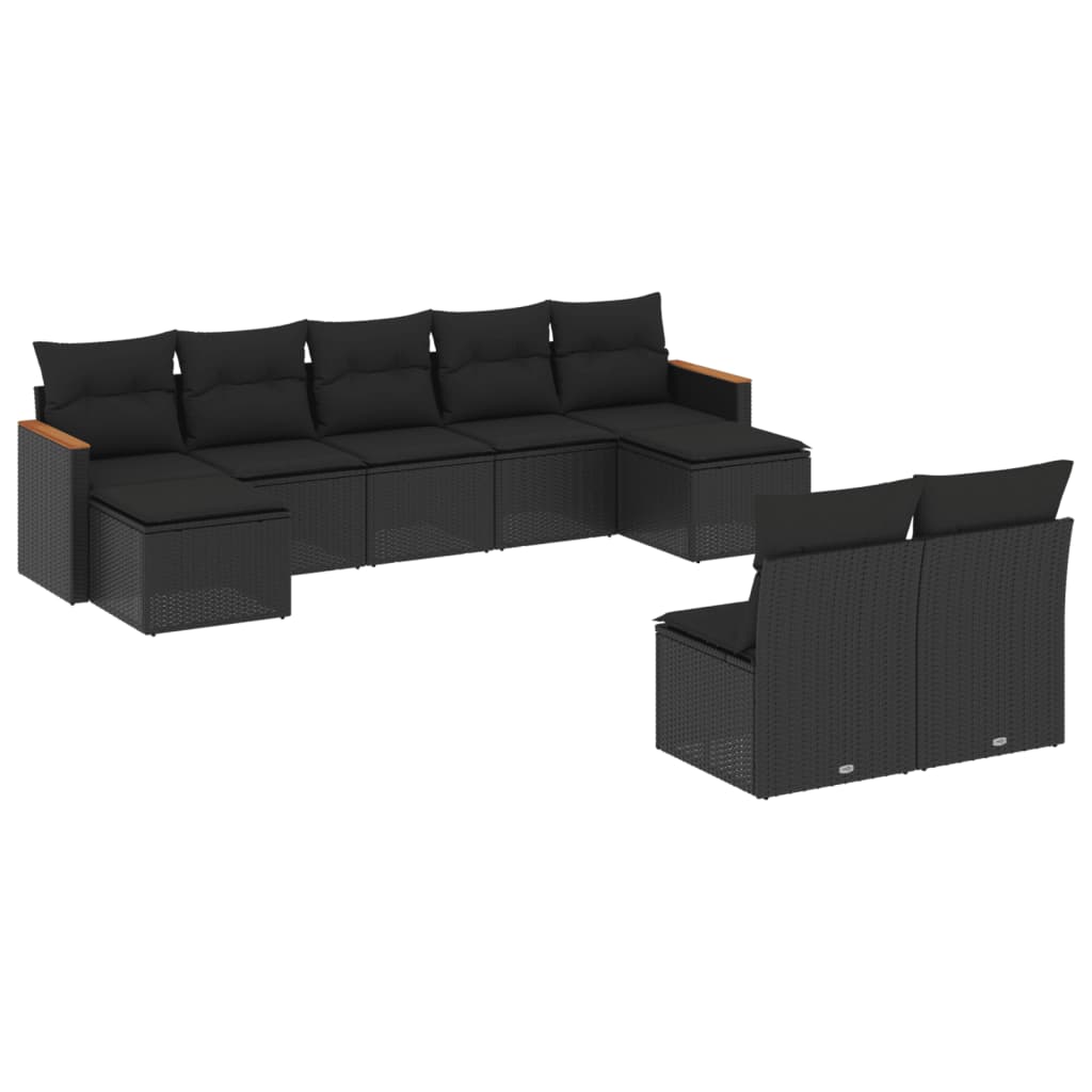 Thumbnail - vidaXL 9-tlg. Garten-Sofagarnitur mit Kissen Schwarz Poly Rattan
