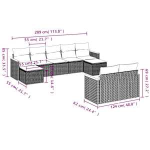 9dílná zahradní sedací souprava a podušky mix béžové polyratan - obrázek 7