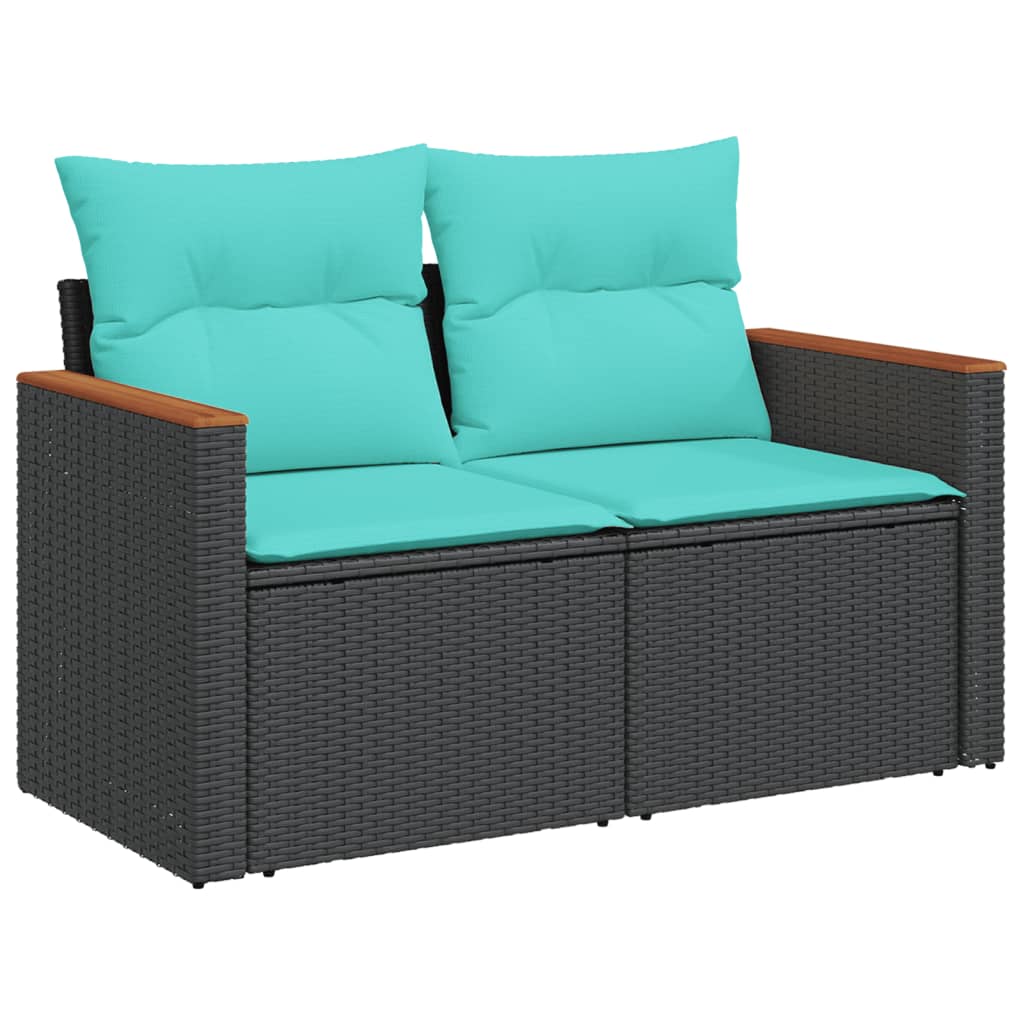 vidaXL 12-teiliges Gartensofa-Set mit Kissen, schwarzes Polyrattan – Bild 2
