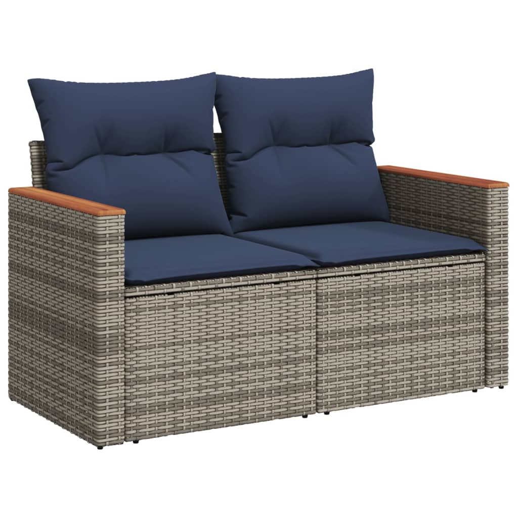 Thumbnail - vidaXL 11-teiliges Gartensofa-Set mit Kissen, grau, Polyrattan