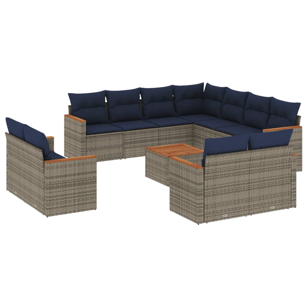 Thumbnail - vidaXL 12-teiliges Gartensofa-Set mit Kissen, grau, Polyrattan