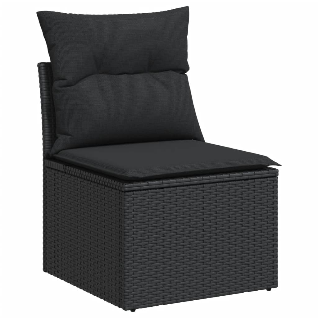 vidaXL 14-delige Loungeset met kussens poly rattan zwart afbeelding