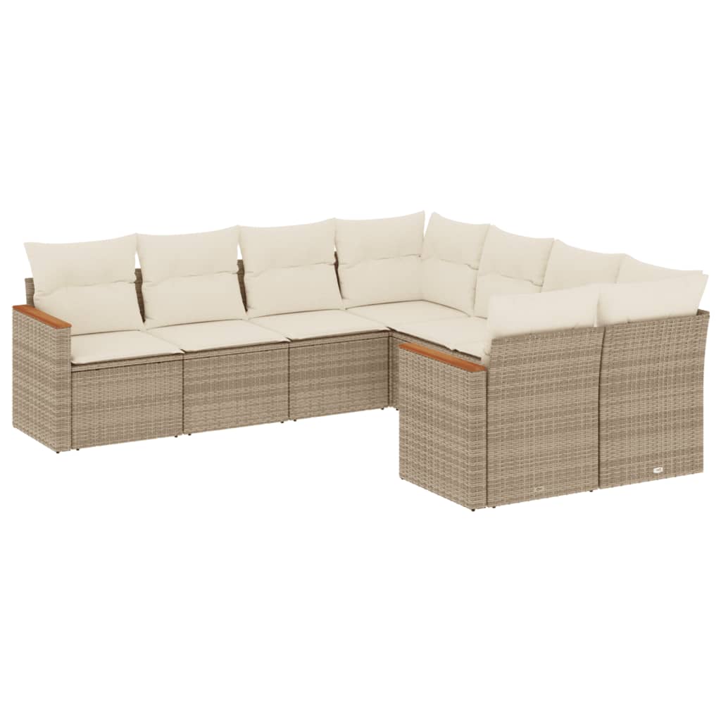 vidaXL Set canapele de grădină, 8 piese, cu perne, bej, poliratan