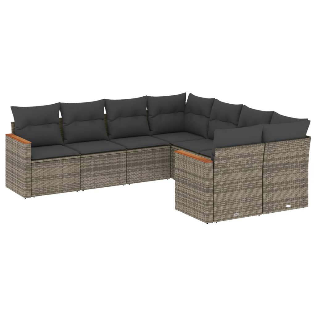 Thumbnail - vidaXL 8-tlg. Garten-Sofagarnitur mit Kissen Grau Poly Rattan