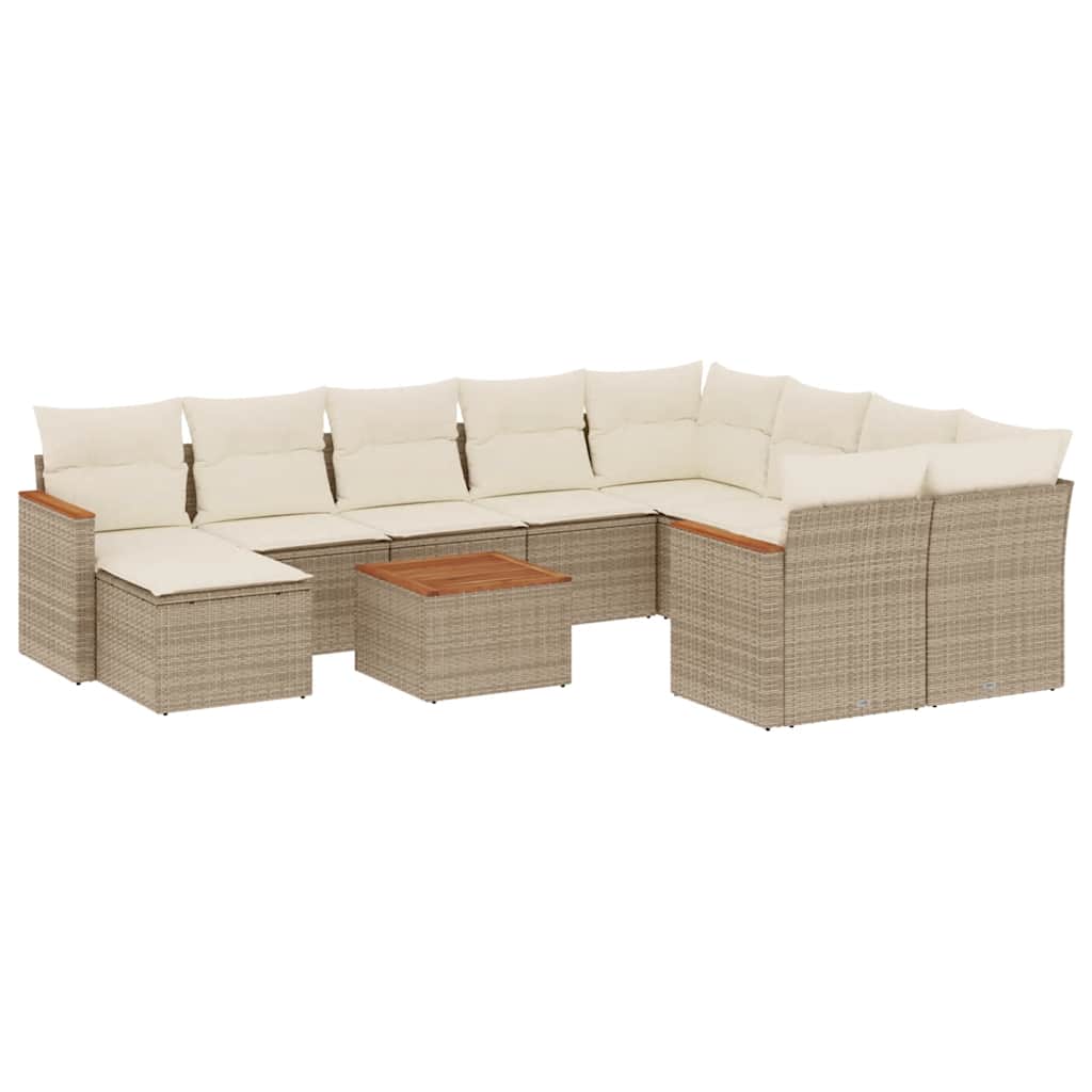 Thumbnail - vidaXL 11-tlg. Garten-Sofagarnitur mit Kissen Beige Poly Rattan