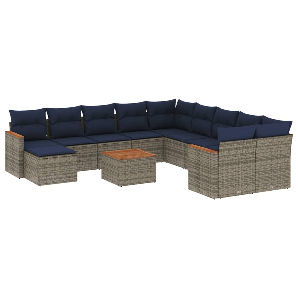 Thumbnail - vidaXL 12-teiliges Gartensofa-Set mit Kissen, grau, Polyrattan