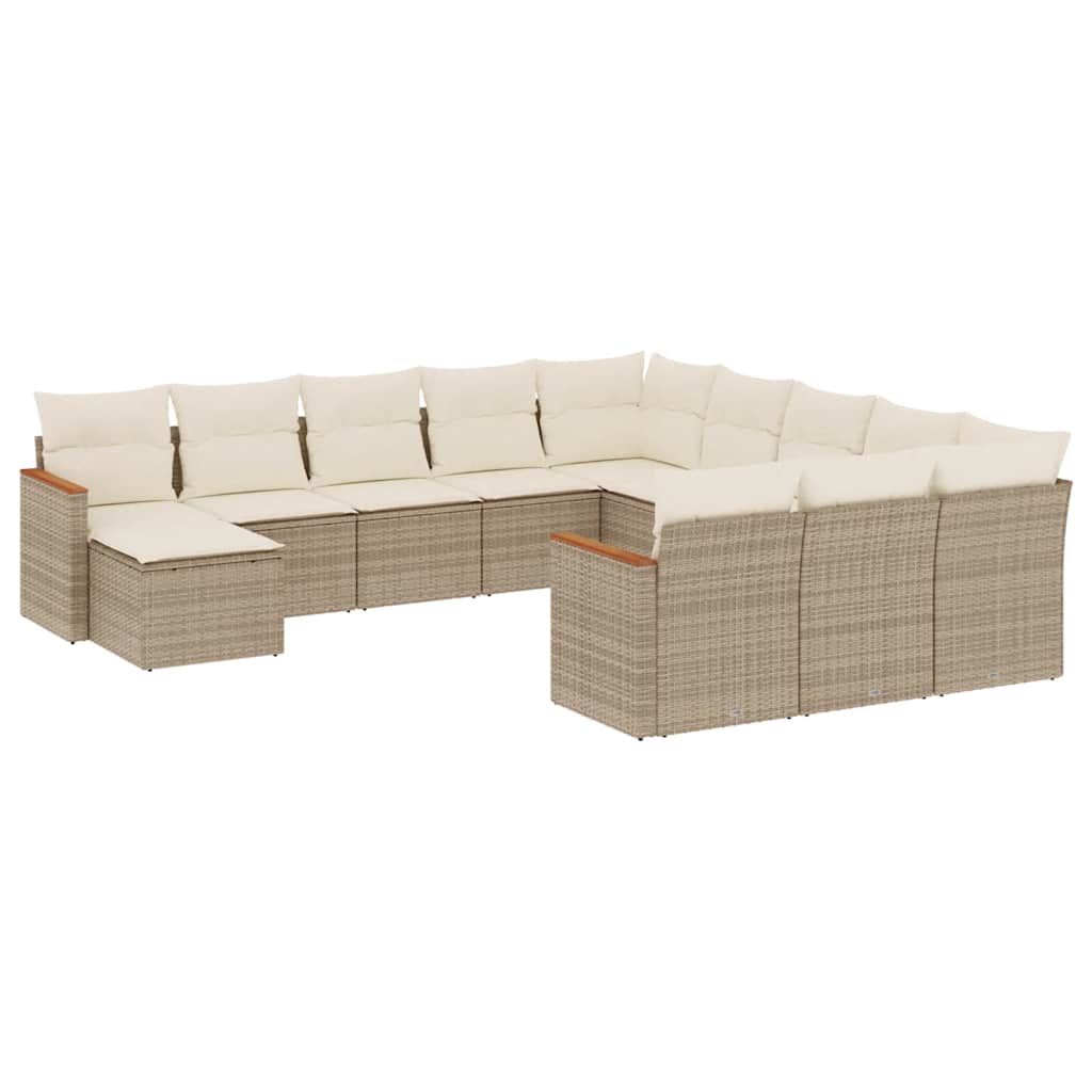 Thumbnail - vidaXL 12-tlg. Garten-Sofagarnitur mit Kissen Beige Poly Rattan