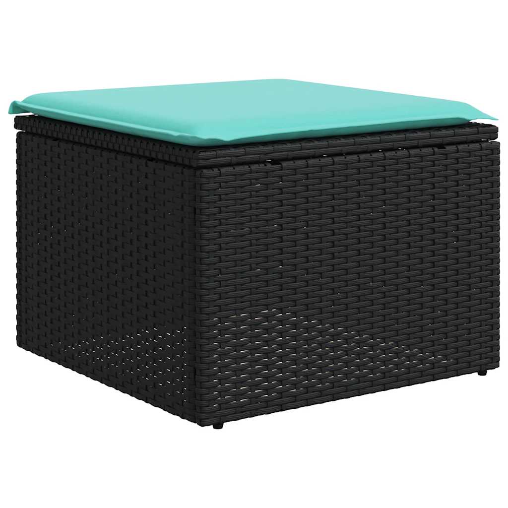 13-teiliges Gartensofa-Set mit Kissen, schwarzes Polyrattan – Ansicht 5