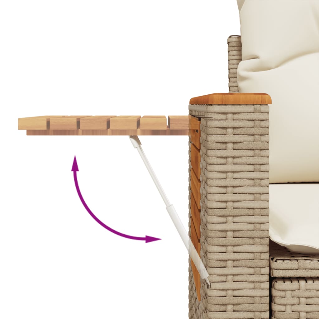 vidaXL 6-delige Loungeset met kussens poly rattan beige afbeelding