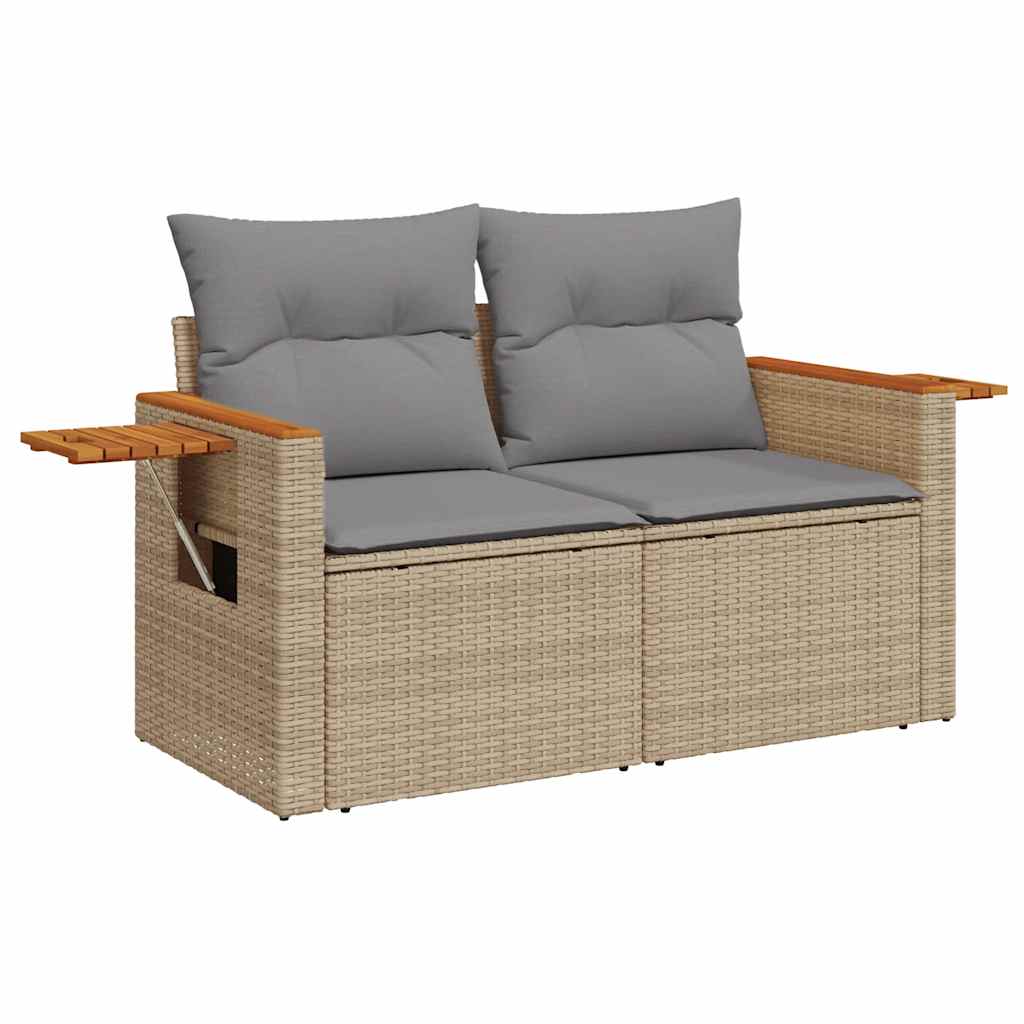 vidaXL 7-delige Loungeset met kussens poly rattan beige afbeelding
