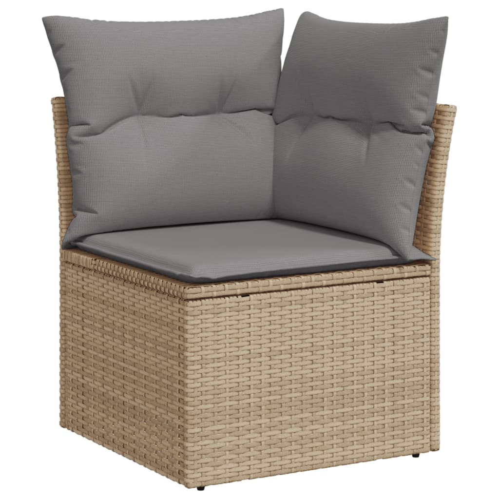 vidaXL 8-delige Loungeset met kussens poly rattan beige afbeelding