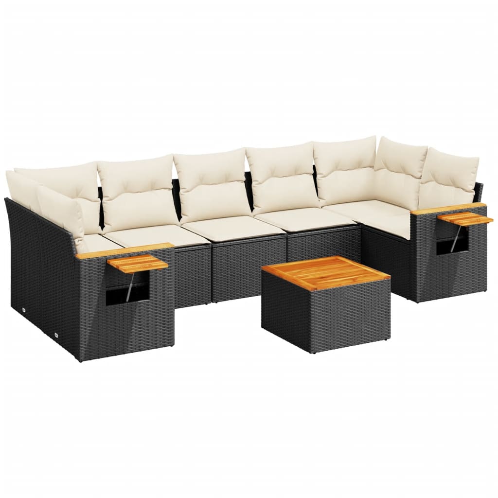 Thumbnail - vidaXL 8-tlg. Garten-Sofagarnitur mit Kissen Schwarz Poly Rattan