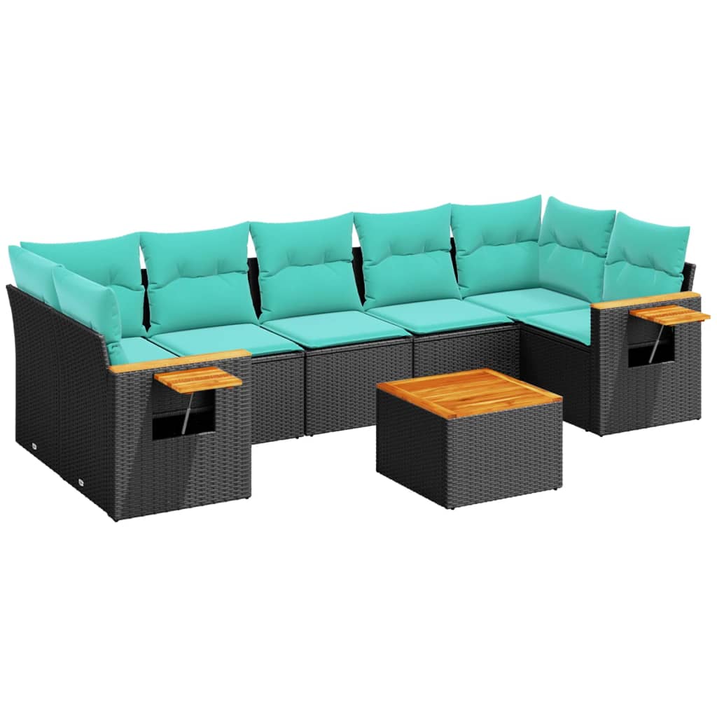 Thumbnail - vidaXL 8-tlg. Garten-Sofagarnitur mit Kissen Schwarz Poly Rattan