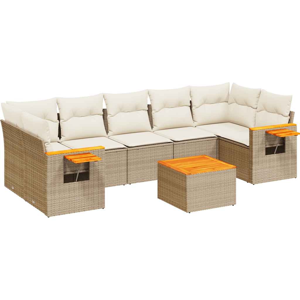 Thumbnail - vidaXL 8-tlg. Garten-Sofagarnitur mit Kissen Beige Poly Rattan