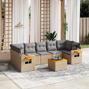 Vrtna sedežna garnitura 8-delna z blazinami bež poli ratan